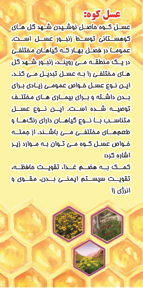 با خواص بی نظیر عسل کوه آشنا شوید و این عسل خوش طعم را از مجموعه زنبورداری پیرانکو با تخفیف خریداری کنید.
#عسل #عسل طبیعی #عسل خالص #عسل کوه #فروشگاه پیرانکو