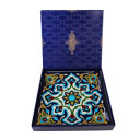 نقاشی پشت شیشه طرح کاشی مربعی سرمه ای