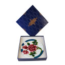 نقاشی پشت شیشه طرح گل سرخ دایره ای سفید