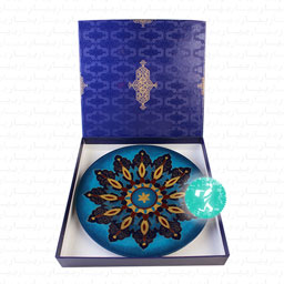 نقاشی پشت شیشه طرح تذهیب دایره ای آبی