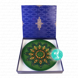 نقاشی پشت شیشه طرح تذهیب دایره ای سبز