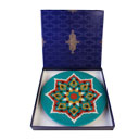 نقاشی پشت شیشه طرح تذهیب دایره ای فیروزه ای