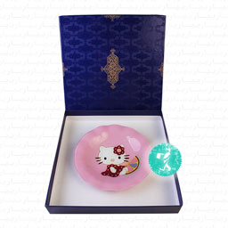 نقاشی پشت شیشه طرح کیتی (کودک) دایره ای صورتی