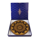 نقاشی پشت شیشه طرح تذهیب دایره ای طلایی قهوه ای