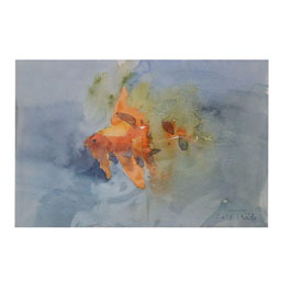 تابلو نقاشی آبرنگ نمای ماهی کد 14