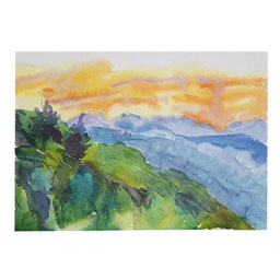 تابلو نقاشی آبرنگ نمای طبیعت کد 16