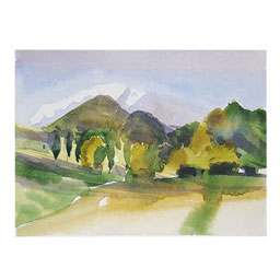 تابلو نقاشی آبرنگ نمای طبیعت کد 18