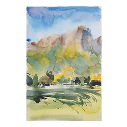 تابلو نقاشی آبرنگ نمای طبیعت کد 19