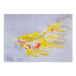 تابلو نقاشی آبرنگ نمای ماهی کد 21