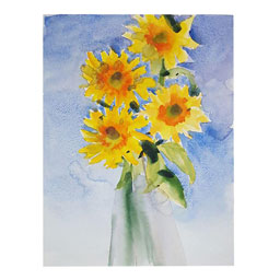 تابلو نقاشی آبرنگ نمای گل کد 22