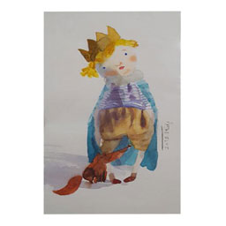 تابلو نقاشی آبرنگ نمای عروسک کد 23