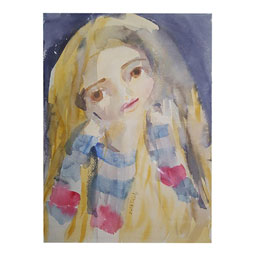 تابلو نقاشی آبرنگ نمای عروسک کد 24