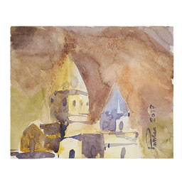 تابلو نقاشی آبرنگ نمای منظره کد 11