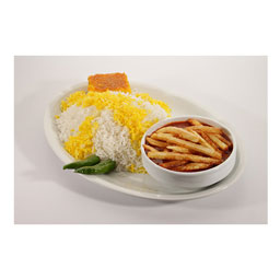 چلو خورش قیمه سیب زمینی جوان