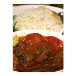 چلو خورش قیمه بادمجان جوان