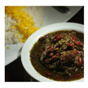 چلو خورش قرمه سبزی جوان