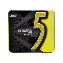 آدامس جعبه فلزی با طعم طالبی و هندوانه و کیوی 15 عددی فایو