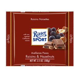 شکلات همراه فندق و کشمش 100 گرمی ریتر اسپرت