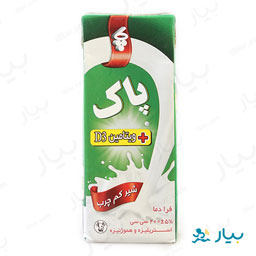 شیر کم چرب غنی شده با ویتامین D3 پاک 200 میلی لیتری پاک