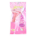 تیغ دسته دارکیسه ای صورتی (5 عددی) تیز