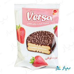 بیسکویت روکش شکلات با طعم توت فرنگی 30 گرمی ورسا