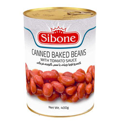 کنسرو لوبیا چیتی با سس گوجه فرنگی آسان بازشو 400 گرمی سیبون