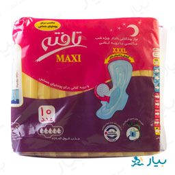 نوار بهداشتی بالدار ماکسی با رویه کتان ویژه شب 10 عددی تافته