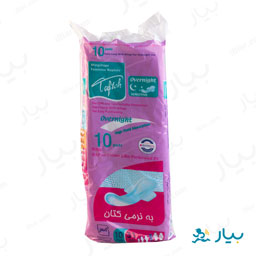 نوار بهداشتی بالدار ویژه شب کتانی با قدرت جذب خیلی زیاد 10 عددی تافته
