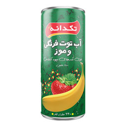 آب توت فرنگی و موز حاوی تکه‌های آناناس 240 میلی لیتری تکدانه