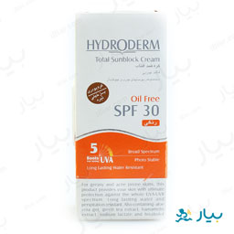 کرم ضد آفتاب SPF30 فاقد چربی بژ تیره 50 گرمی هیدرودرم