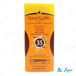 کرم ضد آفتاب SPF35 فاقد چربی بژ متوسط 50 گرمی سان سیف