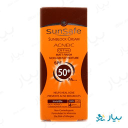 کرم ضد آفتاب +SPF50 فاقد چربی 50 گرمی سان سیف