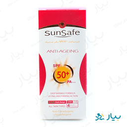 کرم ضد آفتاب ضد چروک SPF50 بژ تیره 50 گرمی سان سیف