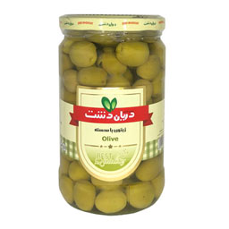 زیتون سبز با هسته ظرف شیشه ای 700 گرمی دریان دشت