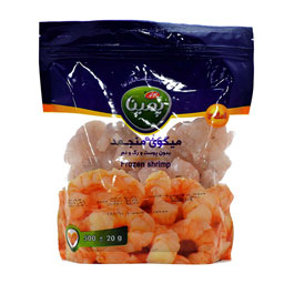 میگو خام منجمد بدون پوست، رگ و دم کاله 500 گرمی