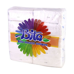 دستمال کاغذی سفید دولا متوسط 10 بسته 100 برگی بی تا