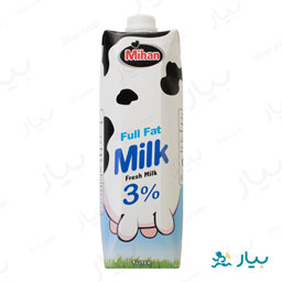 شیر پرچرب هموژنیزه 3 درصد چربی1000گرمی میهن