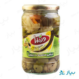 ترشی مخلوط با زیتون 690 گرمی ورینا