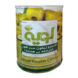کنسرو زیتون سبز شور بی هسته لویه