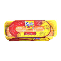 ساندویچ کالباس 60 درصد گوشت قرمز و مرغ (باگت) + سس تک نفره 220 گرمی نامی نو