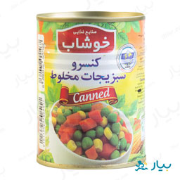 کنسرو سبزیجات مخلوط کلیددار 350 گرمی خوشاب