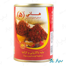 کنسرو مایه ماکارونی و لازانیا ( مخلوط گوشت و سویا ) 380 گرمی هانی
