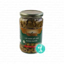 زیتون شور قطعه شده شیشه 650 گرمی سبزینه تک