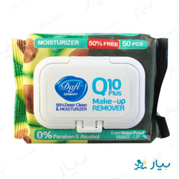 دستمال مرطوب پاک کننده آرایش چشم و صورت حاوی آنزیم 50 عددی دافی