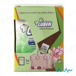 دستمال مرطوب پاک کننده دست و صورت 10 عددی لوسین