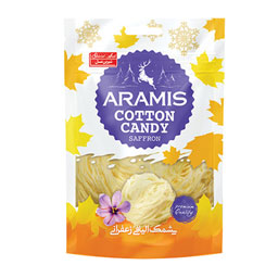 پشمک الیافی زعفرانی آرامیس 250 گرمی شیرین عسل