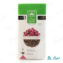 چای سبز کیسه ای با گل محمدی طبیعی 35گرمی دبش
