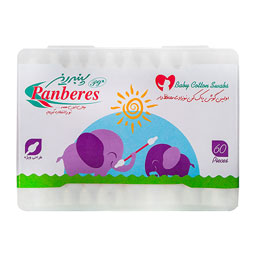 گوش پاک کن نوزادی محافظ دار 60 عددی پنبه ریز