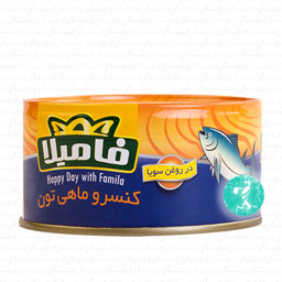 کنسرو ماهی تن در روغن گوشت تکه ای روشن 180 گرمی فامیلا