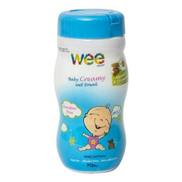 دستمال مرطوب کودک سیلندری کرمی 70 عددی وی کر